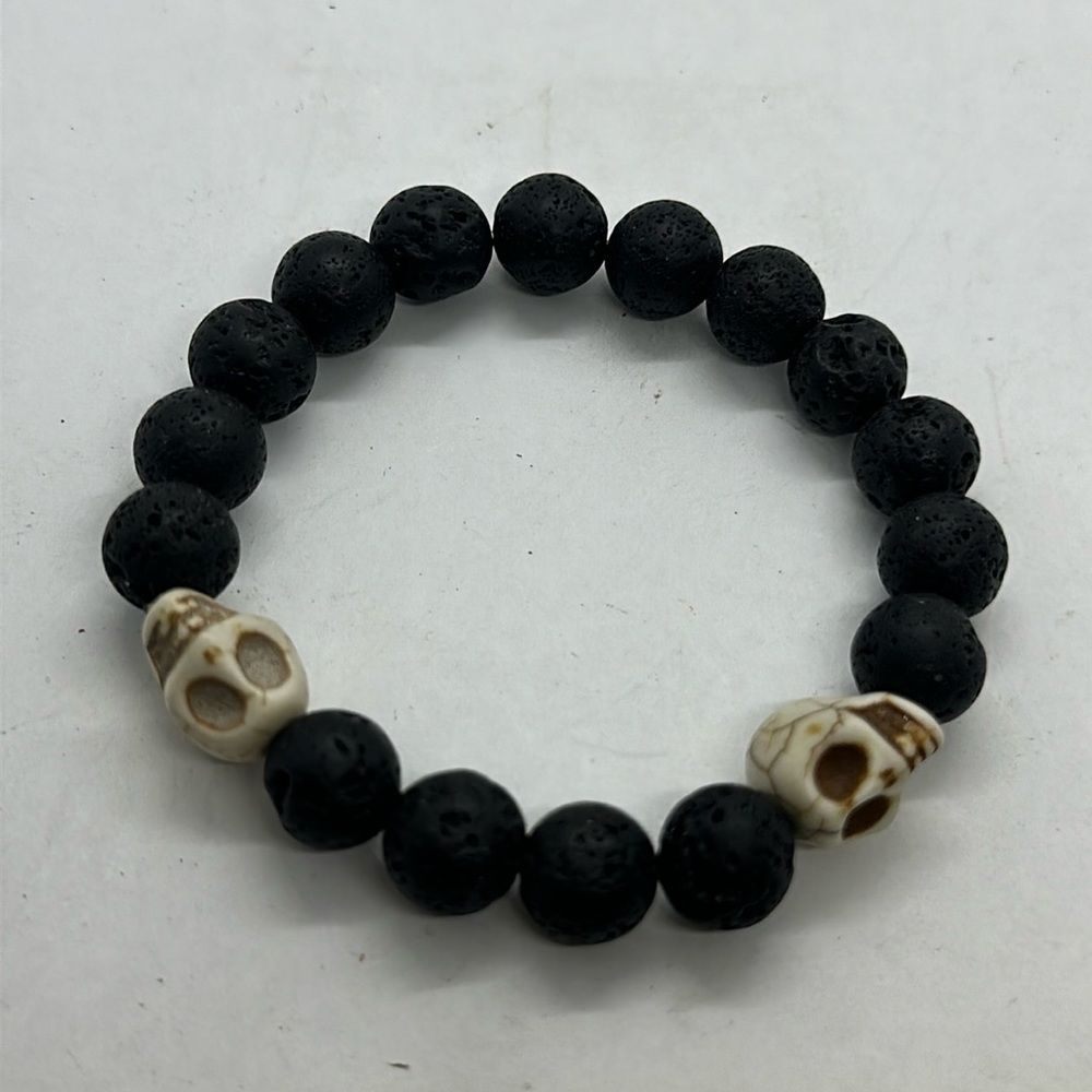 Black Lava Skull Bracelet